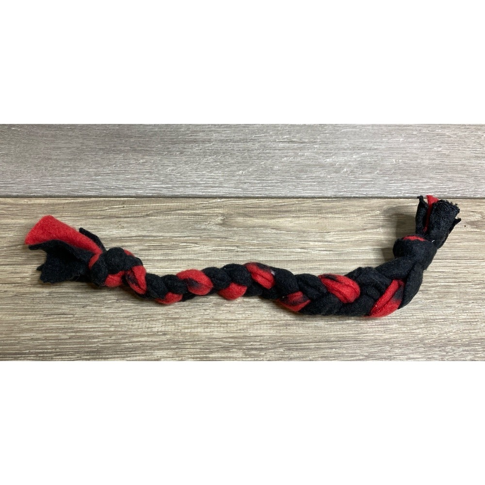 Handmade Fleece Dog Rope Chew Toy 14" Braided Tug & Pull Red/black NEW